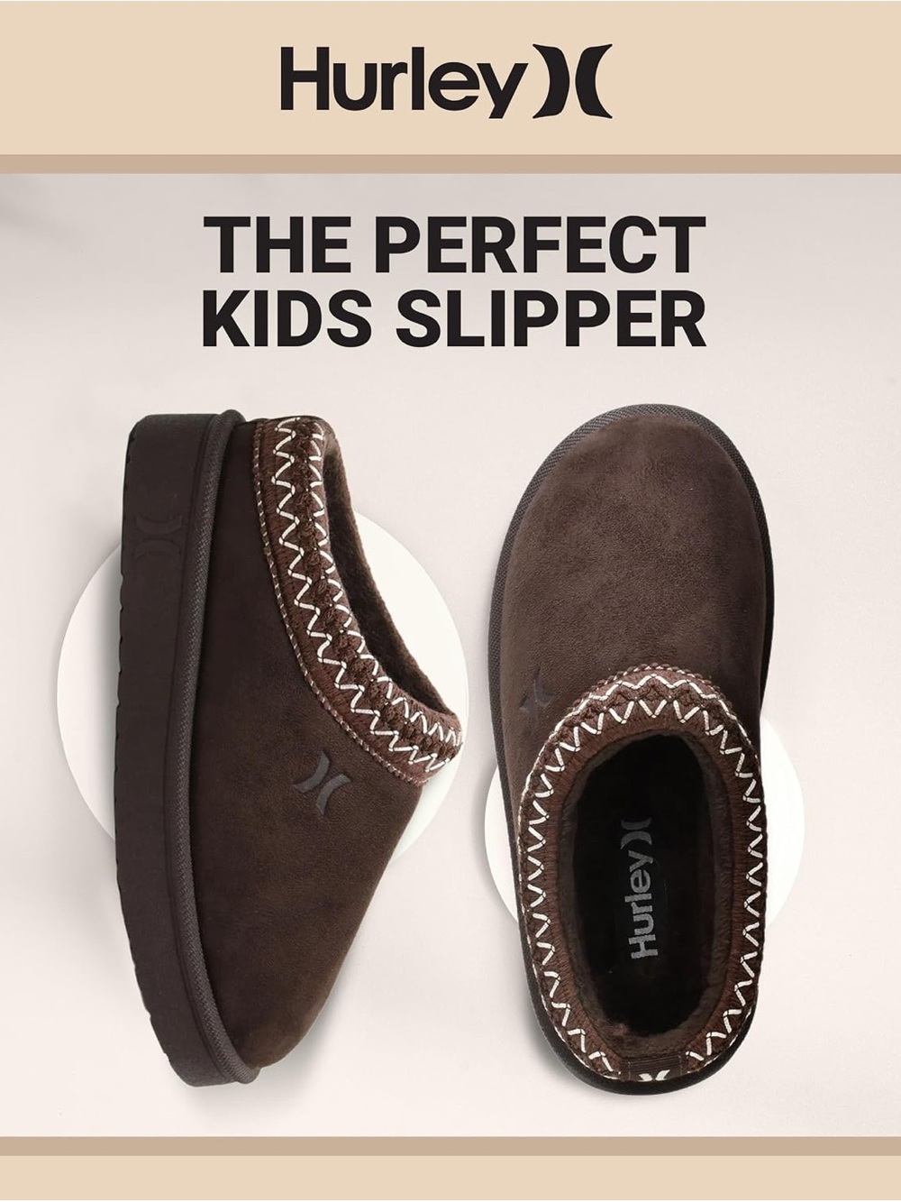 NWT Hurley Kids Modi Slippers in Chocolate Brown, Size 12C - Picture 4 of 8